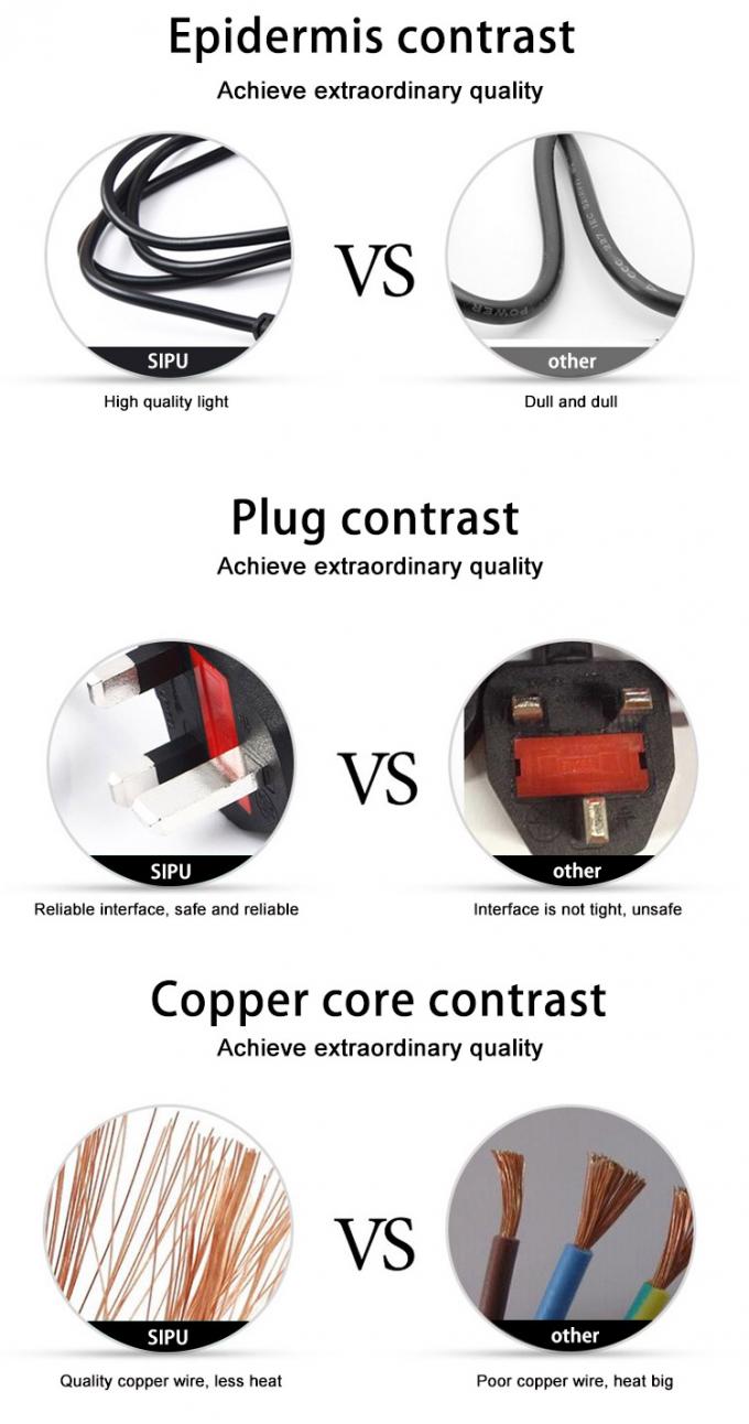Tinned Copper 220v Computer Power Cord 2m Power Cord OEM ODM Service 3