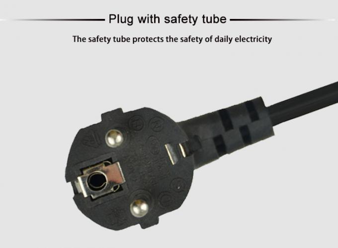 Multipurpose Black Computer EU Power Cord Extend 1m-15m Customization 11