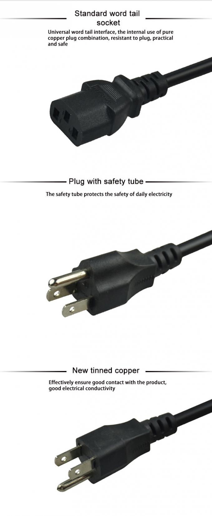 ROHS Multiple Types 1.8m USA Power Cord Us Plug Extension Cord 2