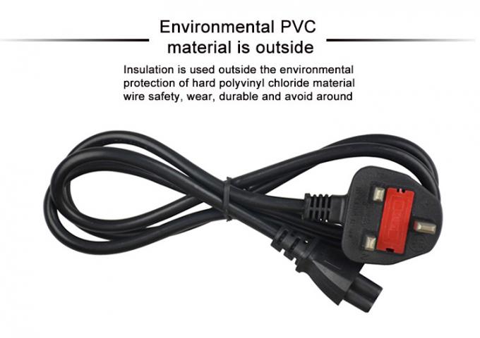 3 Prong Mickey Mouse Plug UK Power Cord 1mtrs With PVC Jacketed 2