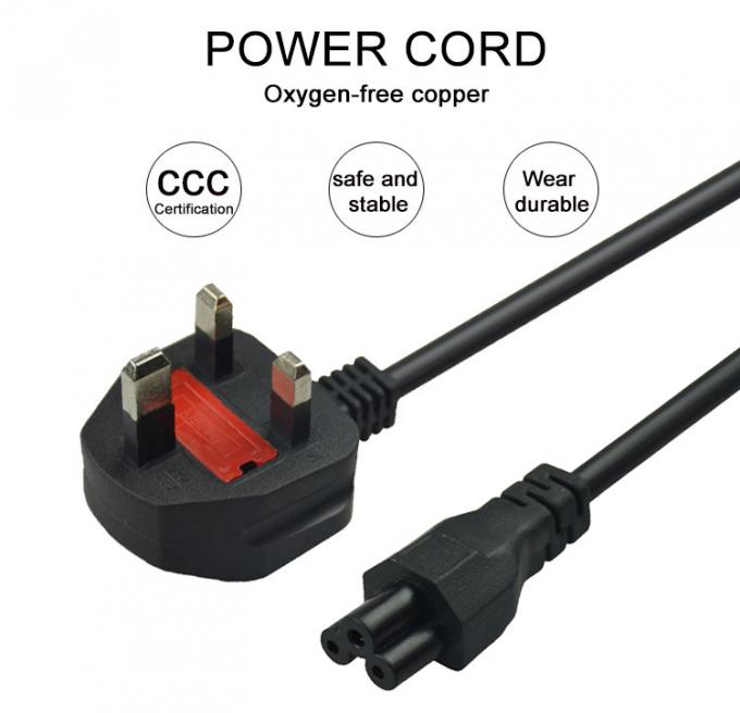 3 Prong Mickey Mouse Plug UK Power Cord 1mtrs With PVC Jacketed 1