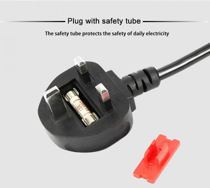 3 Prong Mickey Mouse Plug UK Power Cord 1mtrs With PVC Jacketed 5