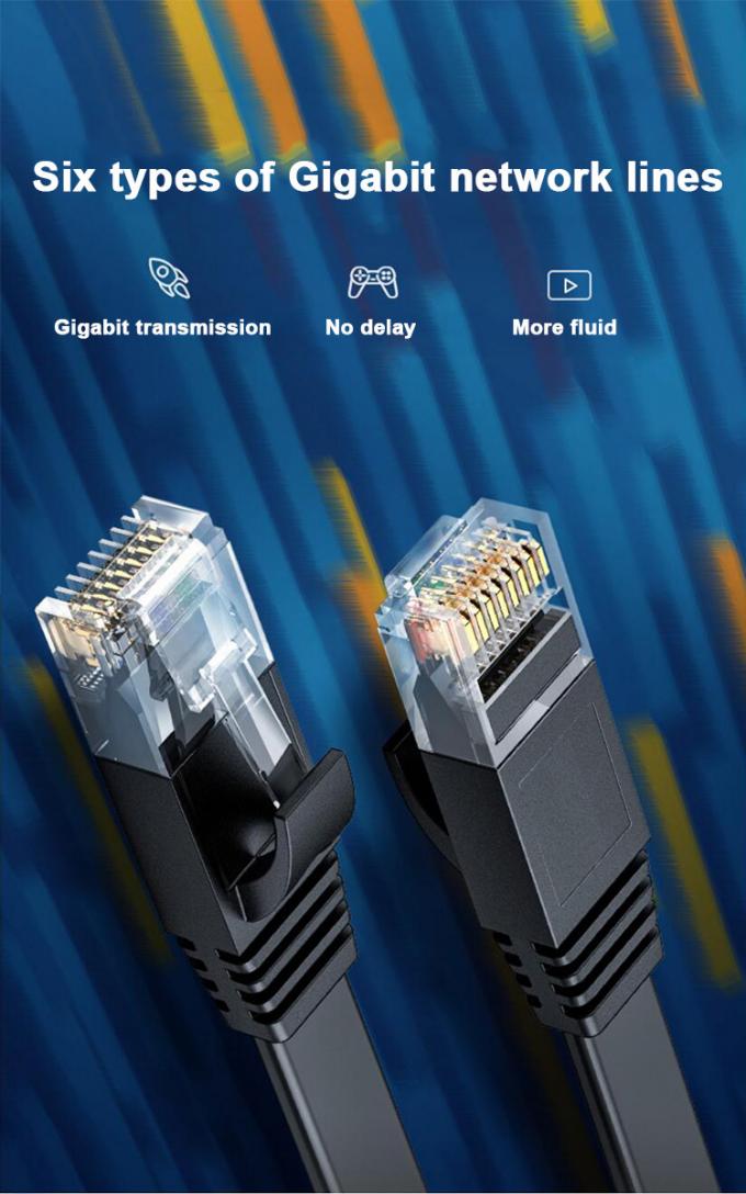 Durable LSZH Jacketed Flat Cat6 Patch Cables Cat 6 Patch Cord 1 Mtr 6