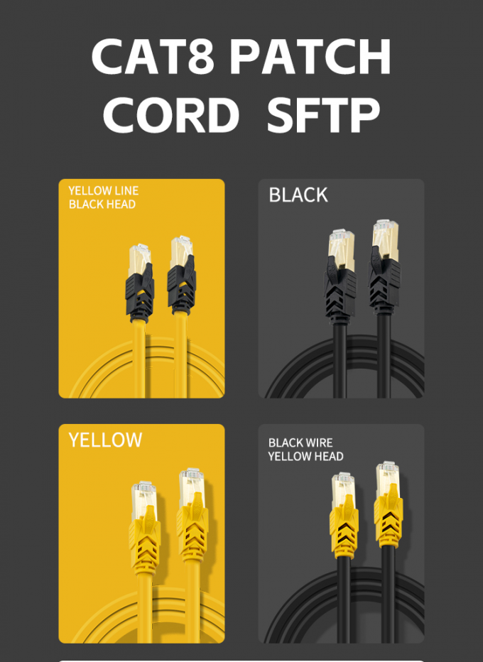 Custom SFTP Twist Pairs CAT8 Patch Cord RJ45 Ethernet Cable 1M To 10M 3