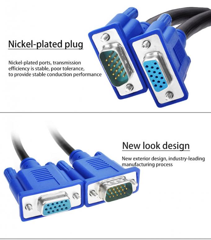 2M VGA Monitor Cables 3+2 Male To Male Vga Cable With Blue Plug 5